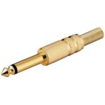 Plug 6.35 mm - mono - gold-plated with cable protector