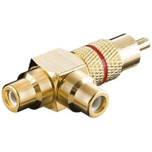 RCA plug - 2 x RCA Jacks adapter (Gold) / RED