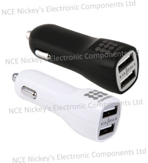 White Colour 3.1A Dual USB Ports Car charger (White)