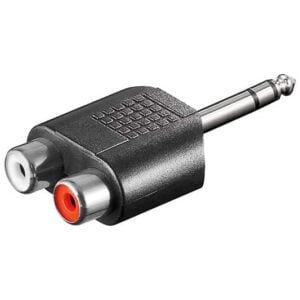 Jack 6.35mm Male to 2 RCA Female Adapter