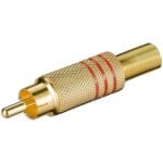 RCA plug - gold plated with cable protector (Red)