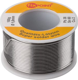 solder ø 1.0 mm 100 g reel - configuration: 2% copper, 60% tin, 38% lead; flux content: 2%; melting point 182°C