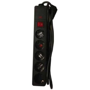 5-WAY SCHUKO SOCKET with SURGE / SHUTTER PROTECTOR & SWITCH - Cable 3x1.5mm Extension 1.5m