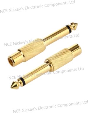 Gold Plated 6.35mm Male Jack to RCA Female Adapter