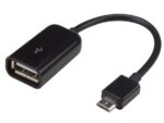 OTG Cable - USB 2.0 A Female to Micro-USB 5P Male - Black - 10 cm