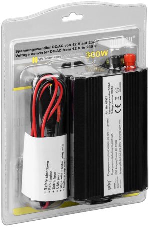 Car Voltage Converter DC/AC - converts 12 V DC to 230 V AC (300 Watts)