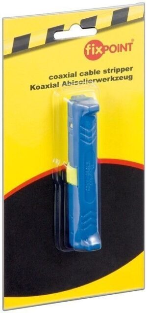 Coaxial cable stripper - with opening spring and locking lever