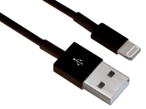 USB 2.0 A MALE TO LIGHTNING 8-PIN MALE CABLE - BLACK - 1 m