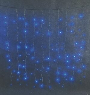 200L Blue LED Curtain 2x1m with Connector & Transparent Cable (IP44)
