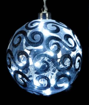 20L White Led 15cm Glass Ball with Black Design 230v (IP20)