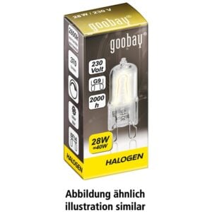 Halogen supply voltage lamp/ socket G 9/ 28 watt/ 230 V