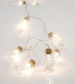 EUROLAMP 10 Small Jars with Warm White LED - Battery Operated on Copper Wire (1.5M)