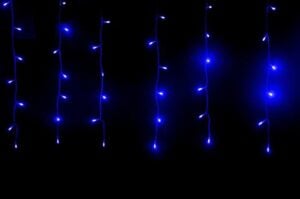 240L Blue LED Curtain 2x1m with Connector & Transparent Cable (IP44)