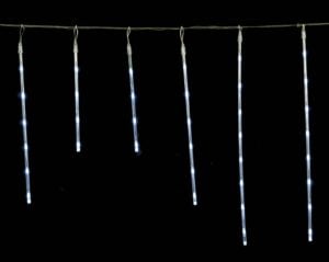 108L White Icicle LED Curtain with clear plastic tube & end connector (270x65cm)