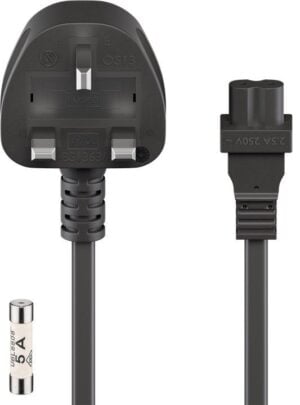 UK - power supply cord; 5 m, black