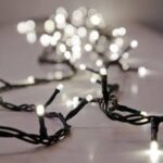 EUROLAMP 100 Super Bright LED String Light, Cold White color, Green Cable with Connector 10m (IP44)