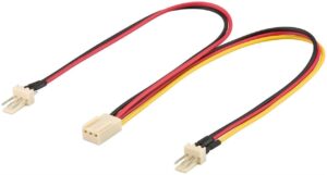 Y power cable for PC fan; 3-pin male/female