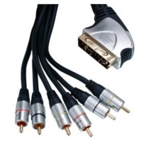 HQ HIGH QUALITY SCART CABLE WITH 6 PHONO PLUGS 2.5M