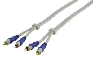 Stereo Audio Cable 2 x RCA Male - 2 x RCA Male 5m Grey