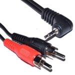 2.5mm Right Angle Stereo Jack to Twin Phono RCA Plugs  Audio Cable 1.5m