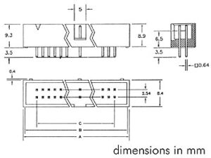 BOX HEADER 2.54mm Straight - 26 PINS