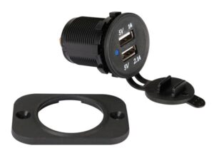Flush Mount USB Car Charger (12-24 VDC IN, 5 V OUT)