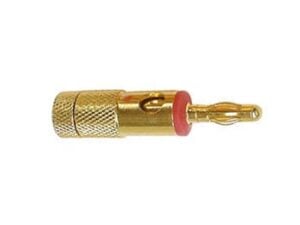 Banana plug 4mm, gold, red