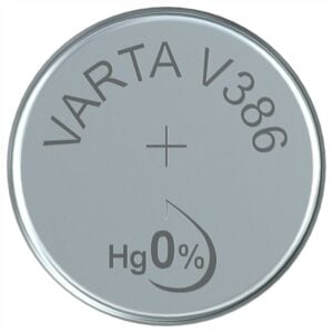 SR43 (V386) silver oxide-zinc button cell, 1.55 V