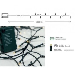 96 Warm White LED 5mm with Programs - Battery
