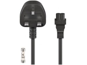 UK - power supply cord; 3 m, black