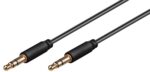 AUX audio connector cable; 3.5 mm Stereo; 3-pin; slim; CU, 3m - Black