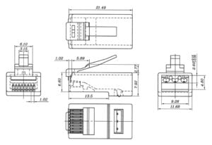 RJ45 plug, CAT 6A UTP unshielded