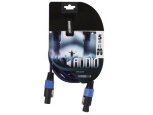 Professional Speaker Cable, 2 x 1.5mm cable, 2P-2P Male. (Speakon), Blue (5m)