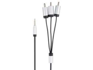 Audio/Video Cable, 3.5mm Male to 3*RCA Male with Metallic Plugs - Black