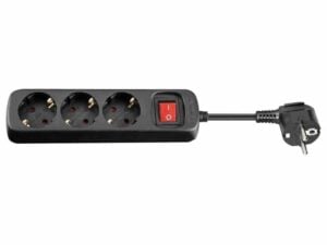 AC power strip with switch 3 m, black - 3 safety socket CEE 7/4; child security