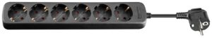 AC power strip 3 m - 6 safety socket CEE 7/4; child security - Black