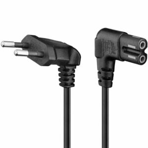 Power cord 3m, black - Angle Eu Plug (Type C CEE 7/16)  > C7 angle socket