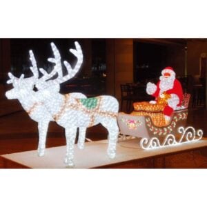 3D ACRYLIC LED SANTA ON SLEIGHT WITH REINDEER