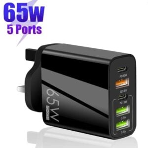 65W Dual PD Type-C + 3 x USB Charger