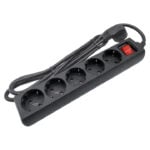 5-WAY Schuko Socket Extension 1.5m Black