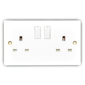 SWE W406 2-Gang White Swicthed Plug Socket