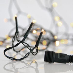 EUROLAMP 1300L String LED Lights, Extra Dense, Connectable, Soft White, Green Cable, 26m
