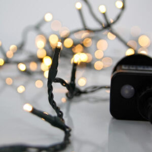 EUROLAMP 100L String LED Lights, with Multifuntions, Warm White, Green Cable, 5m