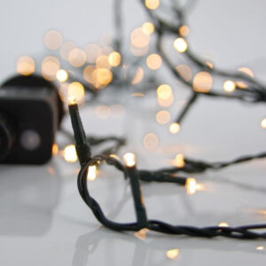 EUROLAMP 240L String LED Lights, with Multifunctions, Warm White, Green Cable, 12m