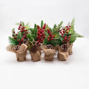 DISPLAY BOX, FLOWERPOTS WITH LINEN, 3 DESIGNS, 12PCS, 22cm