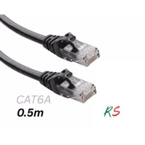 RS CAT6A Patch Cable UTP Black 0.5m