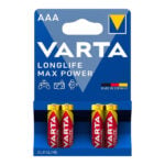 Varta Longlife Max Power AAA Alkaline Battery LR03 BL4