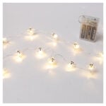 Halloween Lights Line 20 Mini LED Ghosts Silver Copper Wire Warm White 30cm