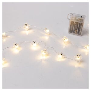 Halloween Lights Line 20 Mini LED Ghosts Silver Copper Wire Warm White 30cm
