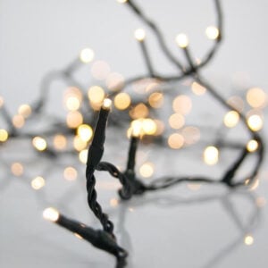 1200 LED Lights 3mm Green PVC Wire Warm White 60m